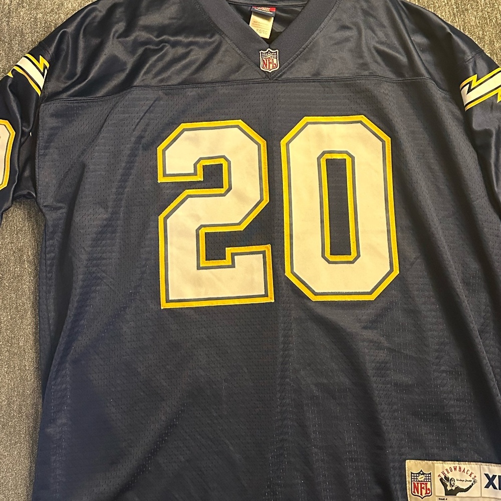 Vintage Natrone Means #20 San Diego Chargers Reebok NFL Jersey XL Stitched Throw